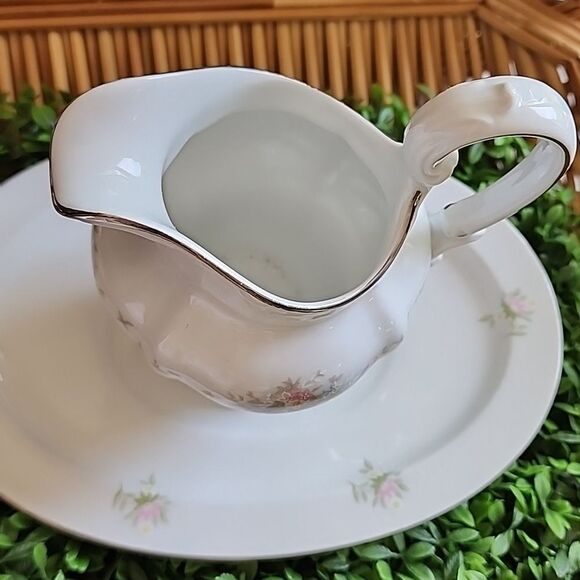 Vintage Johann Haviland Bavaria Germany Floral Creamer Pitcher & Tray - Picture 5 of 12